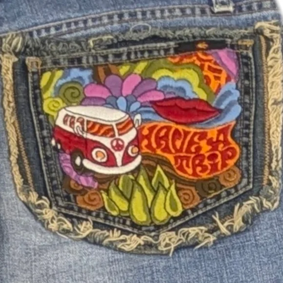 Energie X-Perience Y2K Custom Bell Bottom sz 31 Psychedelic Festival Flare J1737 - Picture 6 of 10